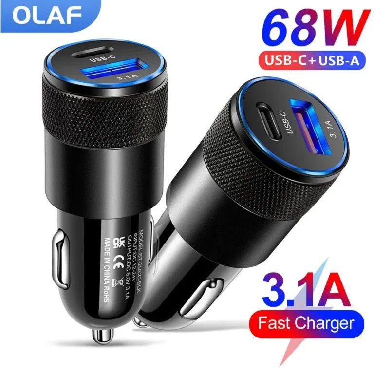 Olaf 68V PD auto punjač USB Type C telefonski adapter za brzo punjenje za iPhone 13 12 Xiaomi Huawei Samsung S21 Quick Charge 3.0 – PUNJAČ ZA MOBILNI